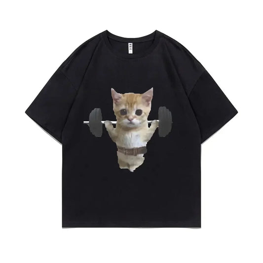 Funny Gym Sam Sulek Cat Graphic Print T Shirt Womens Cute Gym Pumpkin T Shirt Womens Emoji Short Sleeve T Shirt Graphic T Shirts