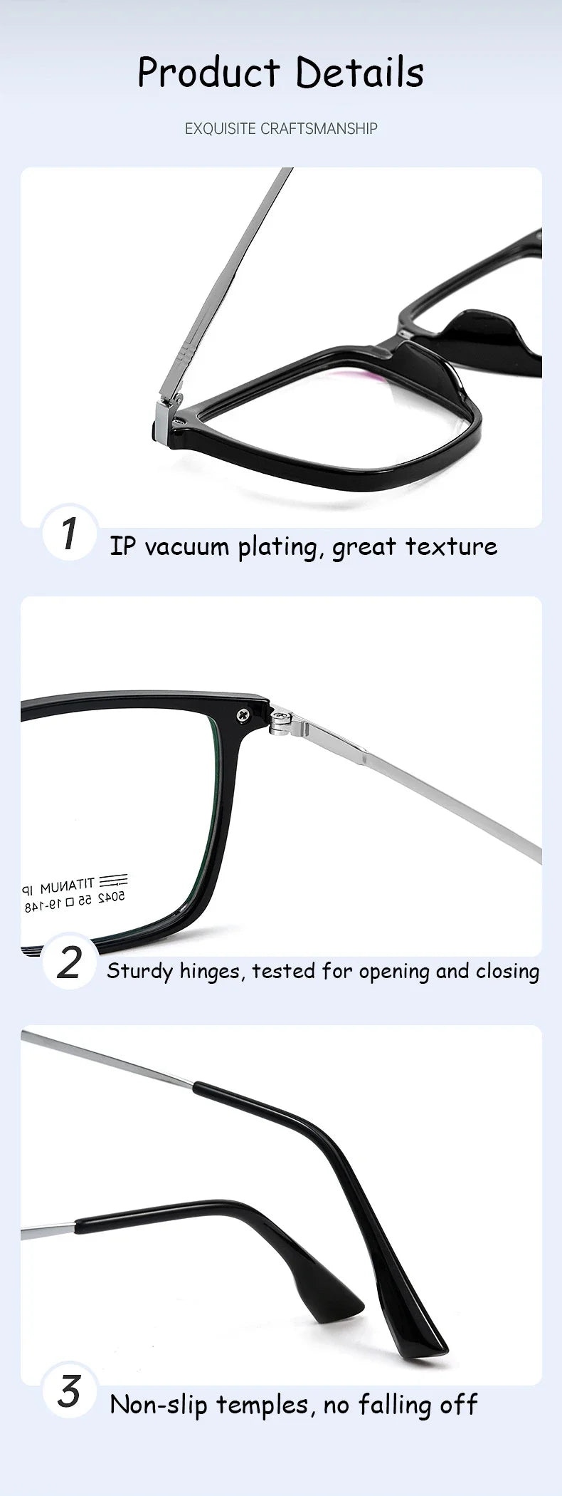 Men's Classic Titanium Square Frames Anti-Blue Light Reading Glasses Men Myopia Hyperopia Customizable Prescription 5042X