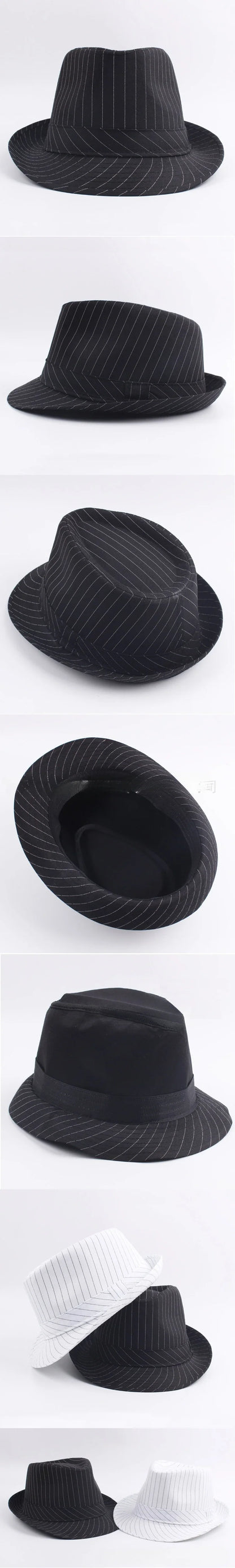 Spring and Autumn British Black and White Striped Cloth Jazz Fedoras  Men's New Casual Versatile Couple Sunshade Hat Outdoor