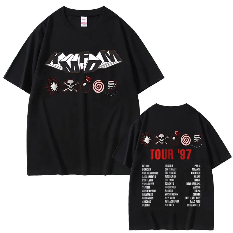 Rock Band Kmfdm Tour 97 Graphic Print T-shirt Summer Men Women Vintage Gothic Punk  Streetwear Male Casual Pure Cotton T Shirts