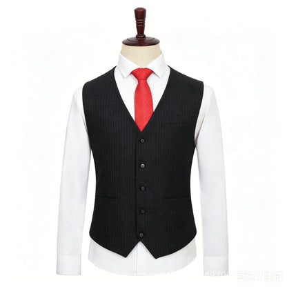 Plus Size Men Vest Checkered Elastic Black Single Breasted Striped Waistcoat For Host Groom Groomsmen Blue Suit Vest for Men