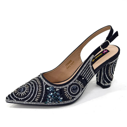Elegant Italian Design Women's Party Shoes With Matching Handbag - Perfect for Hot African Weddings Stylish Heels and Bag Set