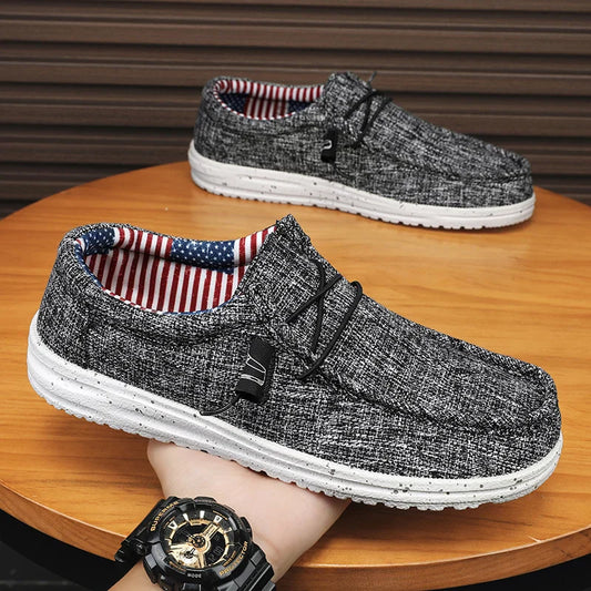 Men's Breathable Casual  Canvas Slip Shoes Comfort Slip-on Loafer Soft Penny Loafers for Men Lightweight Driving Boat Shoes