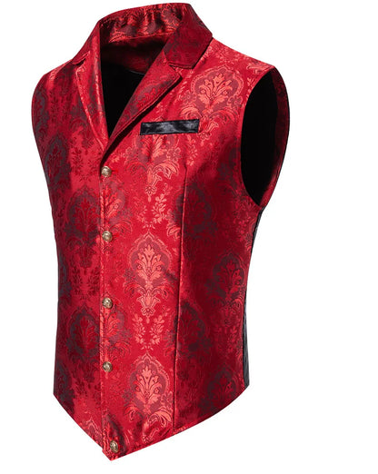 Men's Suit Vest, Jacquard Smart Casual Flip-Front Lapel Vest, Cross-Border Single-breasted Slim Fit Holiday Dress Waistcoat