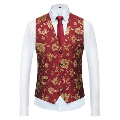 26 Colors Men's Suit Vest Single-breasted V-neck Vests Jacket Men Wedding Party Waistcoat Red Blue Green White Pink