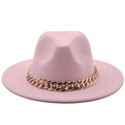 Hat For Women Autumn Winter New Party Jazz Fedora Hats With Fashion Luxury Oversized Chain Accessory Bag Two-piece Set
