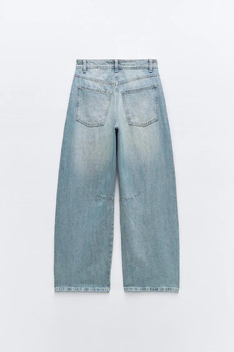 Spring Summer New American Boyfriend Sle Retro Versatile mid Waist Balloon Loose Jeans High Waist Zipper Long Pants Cool Fe...