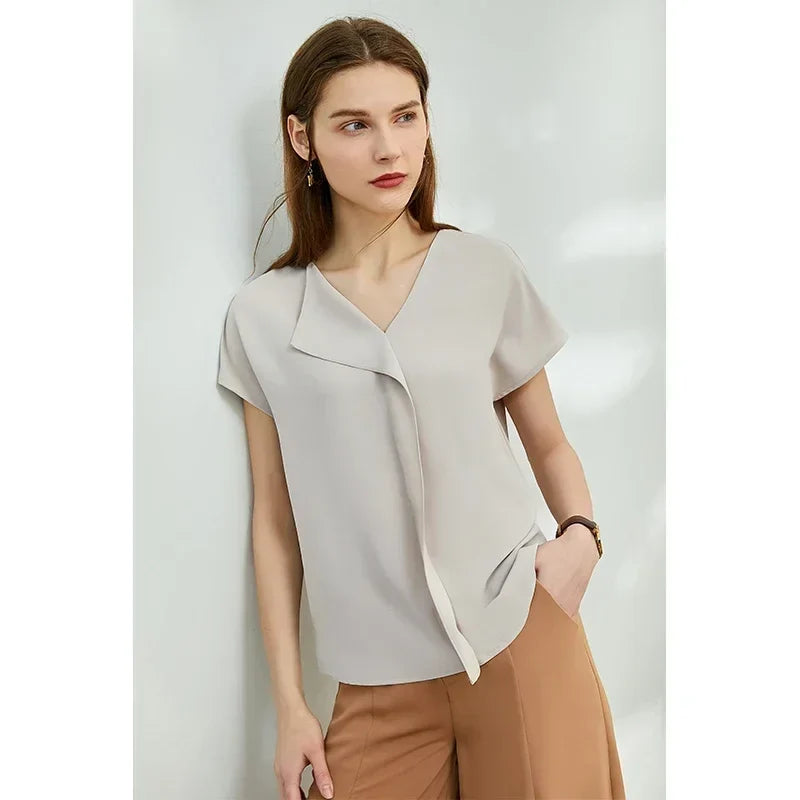 Minimalism Chiffon Shirts & Blouses New Elegant Youth Woman Blouses Loose Fashion Casual Chic Tops Female Clothing 12612024