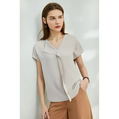 Minimalism Chiffon Shirts & Blouses New Elegant Youth Woman Blouses Loose Fashion Casual Chic Tops Female Clothing 12612024
