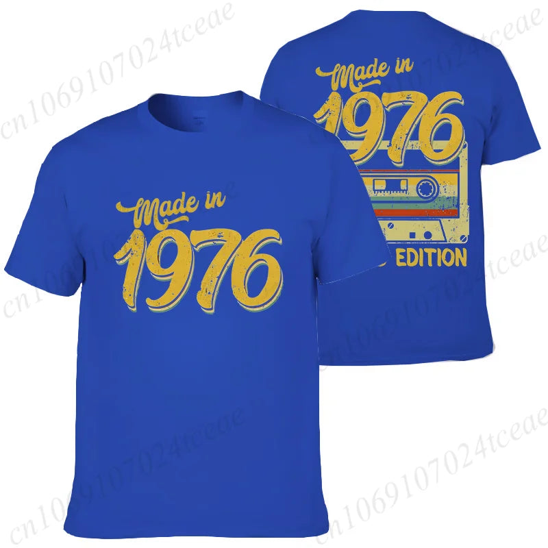Made in 1976 Limited Edition Birthday Print T-Shirt for Men Hip Hop Streetwear 1976 Limited Cassette Men's Women Clothing Brand