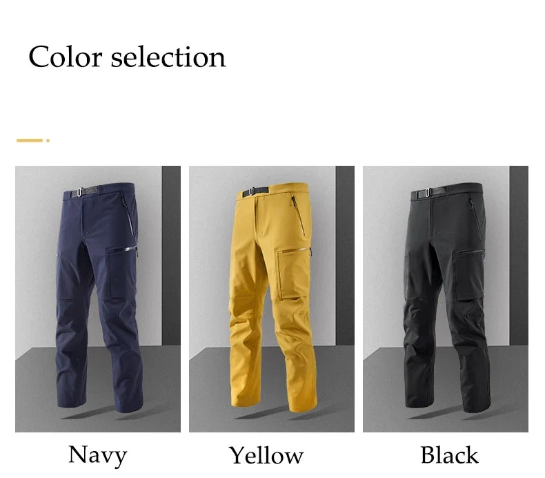 Autumn Hiking Pant Men Waterproof Soft Shell Pant High Elastic Outdoor Cycling Fishing Trousers Multi Pocket Windproof Trousers