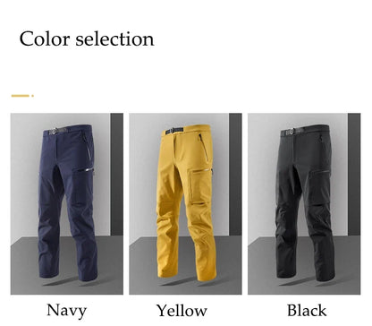 Autumn Hiking Pant Men Waterproof Soft Shell Pant High Elastic Outdoor Cycling Fishing Trousers Multi Pocket Windproof Trousers
