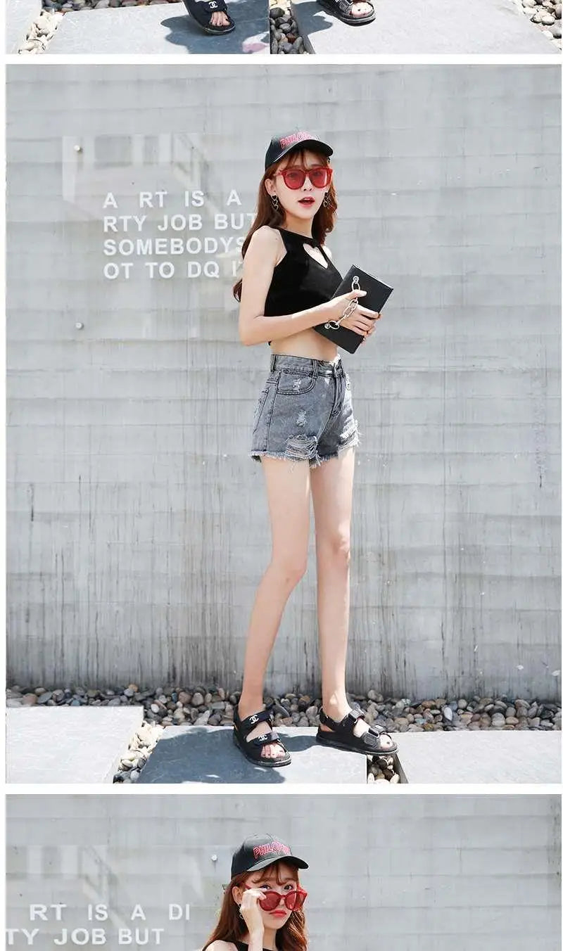 Women's Shorts Punk Ripped Baggy Short Pants for Woman To Wear Mini Loose Jeans Denim Korean Style XL Streetwear Clothing Cheap
