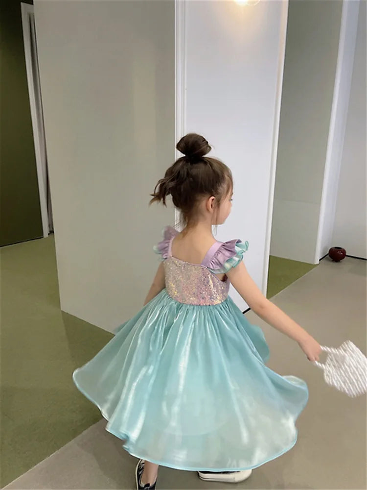Little Mermaid Ariel Princess Costume Kids Dress For Girls Cosplay Children Carnival Birthday Party Clothes Mermaid Summer Dress