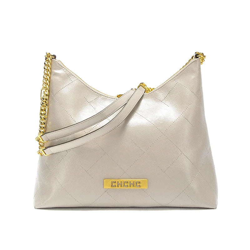 Women's Handbag New Silver Tote Bag Classic Car Seam Handheld Chain Bag