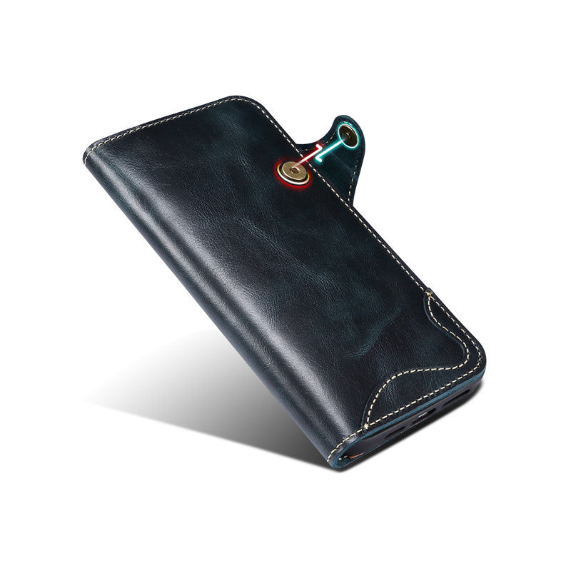 Genuine Leather Wallet Phone Case for iPhone 14 15 Plus 12 13 Pro Max 11 XS XR 6S 7 8 SE Holder Cover With Hand Strap