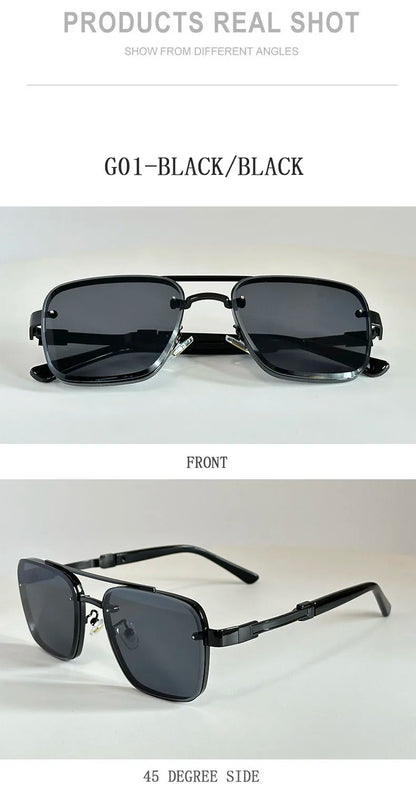 2025 New Square Sunglass Men Luxury Vacation Sunglasses Women Vintage Fashion Glasses Retro Shades Gafas De Sol Hombre Zonnebril