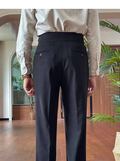 Naples Pants For Men High-Waisted Daily Office Straight-Leg Casual Long Trousers Commuting Versatile British Style Autumn Dress
