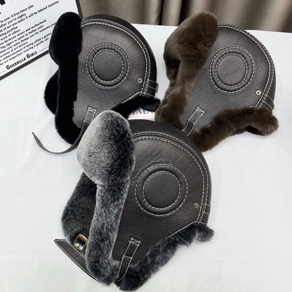 Domo Ushanka Fur Hat Winter Adult Keep Warm Cap Bomber Hats For Women Rex Rabbit Fur Hat With Ear Recommend Winter Sales