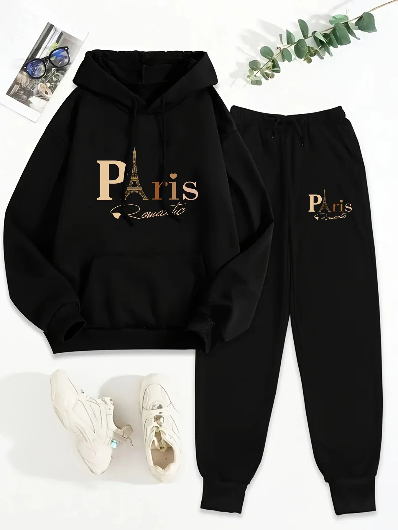 women Hoodies+sweatpant set Hip Hop Street Casual Printed Hoodie Oversize Loose New Sweatshirts Autumn Warm Fleece Clothing