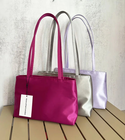 2026 Luxury Shoulder Bags Silk Women's Handbag Square Underarm Bag Ins Famous Brand Commuter Bag Contrasting Color Macaron Totes