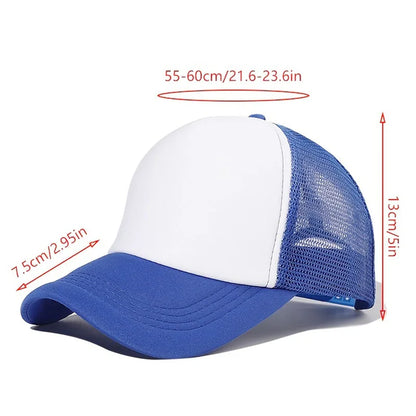 Fashion Unisex Plain Baseball Cap Adjustable Trucker Flat Visor Cap Snapback Mesh Curved Men Women Casual Sun Summer Hat