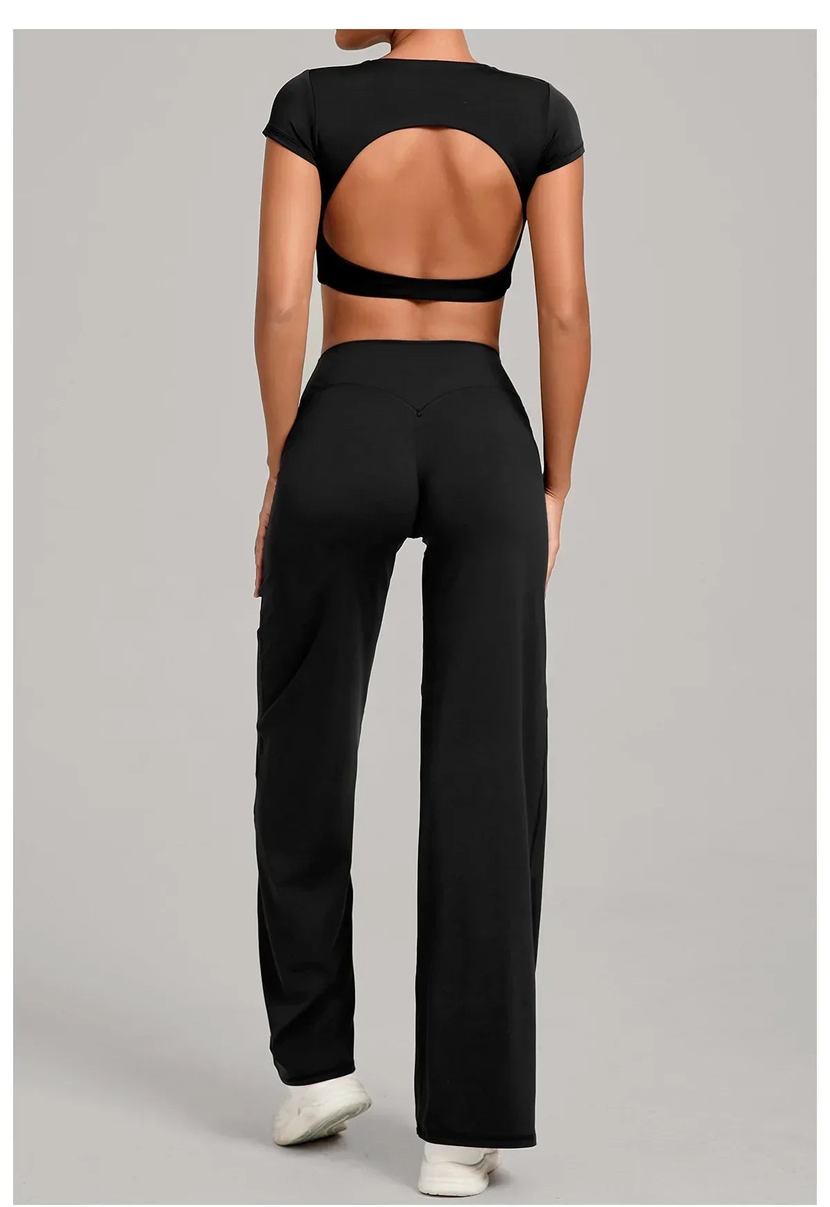 Tight-Fitting Backless Yoga Quick-Drying Straight-Leg Pants Sports Fitness Running Two-Piece Set for Women Gym Workout Yoga Suit
