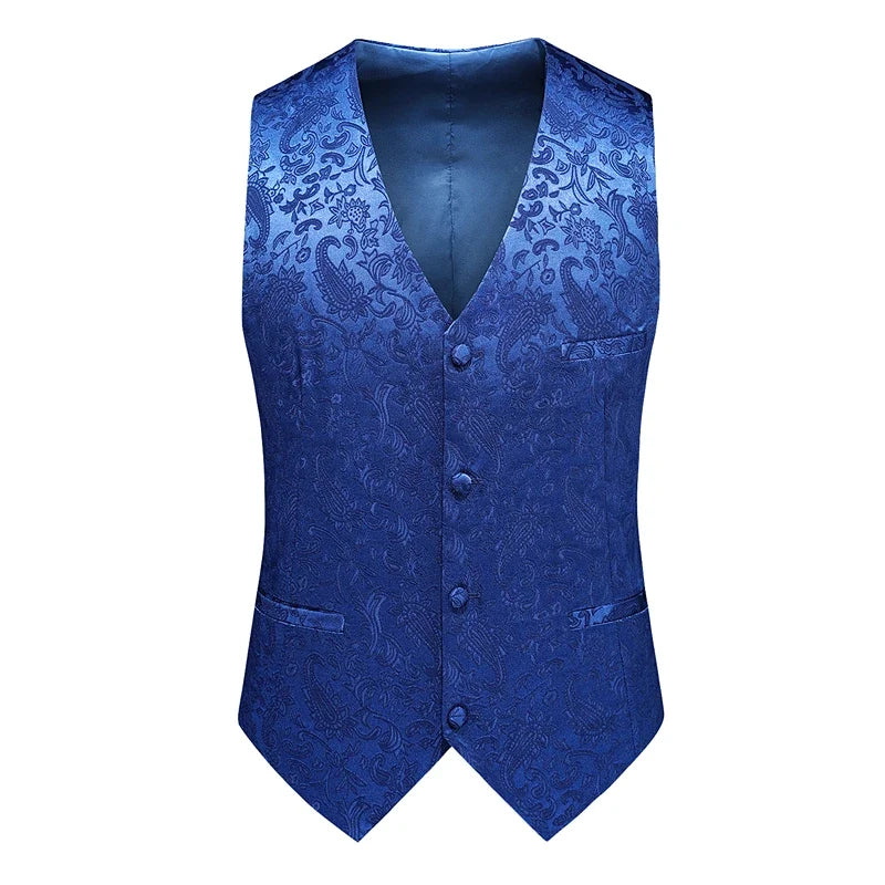 2026 New Men's Red Sleeveless Vest Coat, Single-breasted V Neck Waistcoat, Wedding Party Vests Blue Black Asian Size M-5XL 6XL