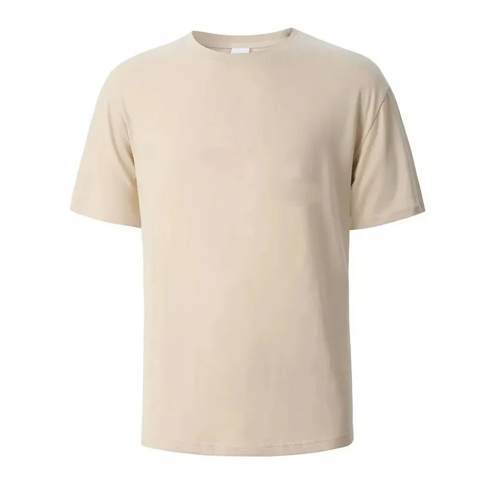 2026 New Eco Friendly Comfortable Pure White Heavy T Shirt Mens Summer Pure Cotton Short Sleeve Unisex Streetwear Fashion