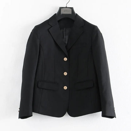 Preppy Style Slim Fit Solid Blazer Woman Double Button Turn-Down Collar Blazers Women Spring Autumn Basic Student JK Suit Coat