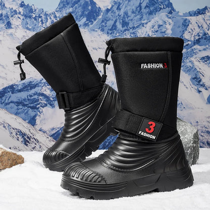 Men's New Snow Boots for Autumn and Winter, Fleece-Lined and Thickened, Cold-Proof, Outdoor Warm, Waterproof, Anti-Skiing, Hiking Boots