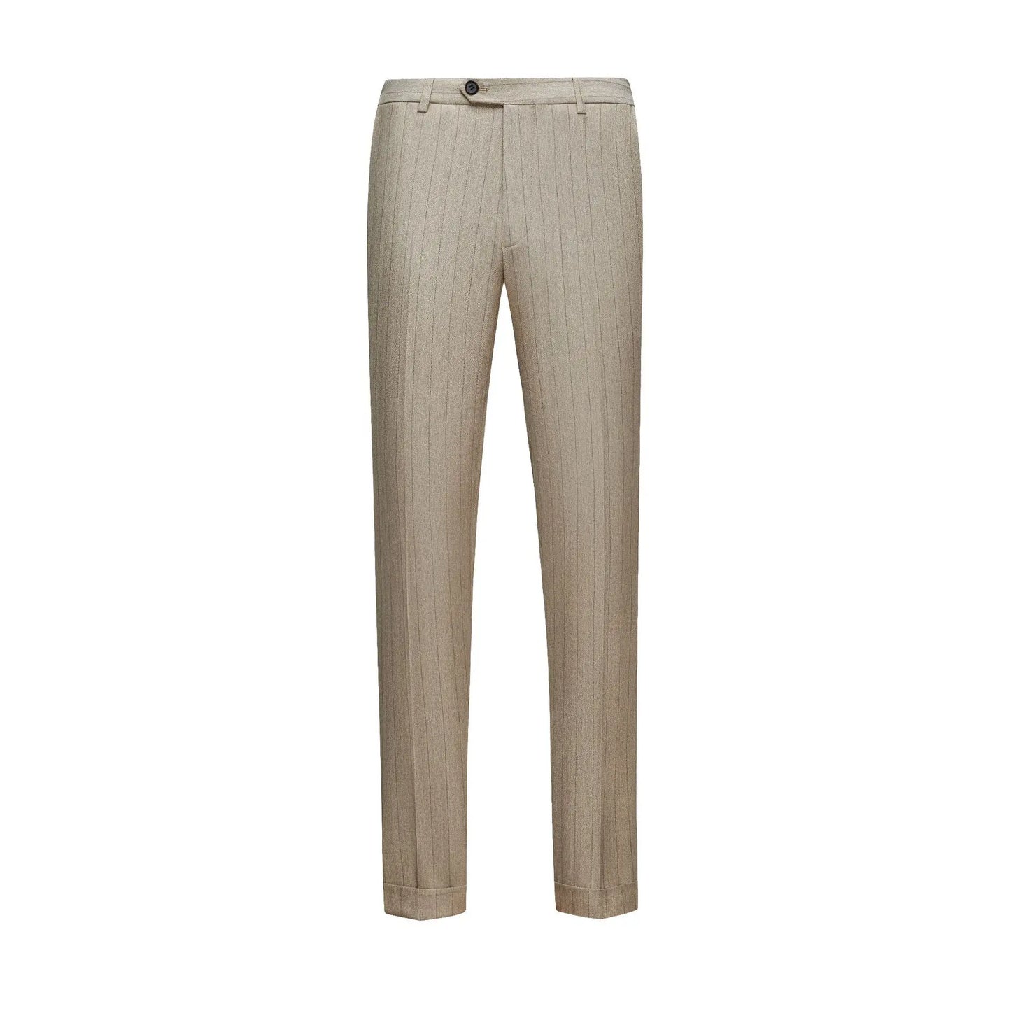 Apricot Men's Striped Three-piece Suit, Featuring A Jacket and Vest Paired with Pants—perfect for Weddings, Parties, or Office.