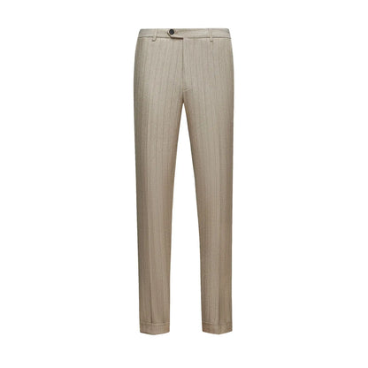 Apricot Men's Striped Three-piece Suit, Featuring A Jacket and Vest Paired with Pants—perfect for Weddings, Parties, or Office.