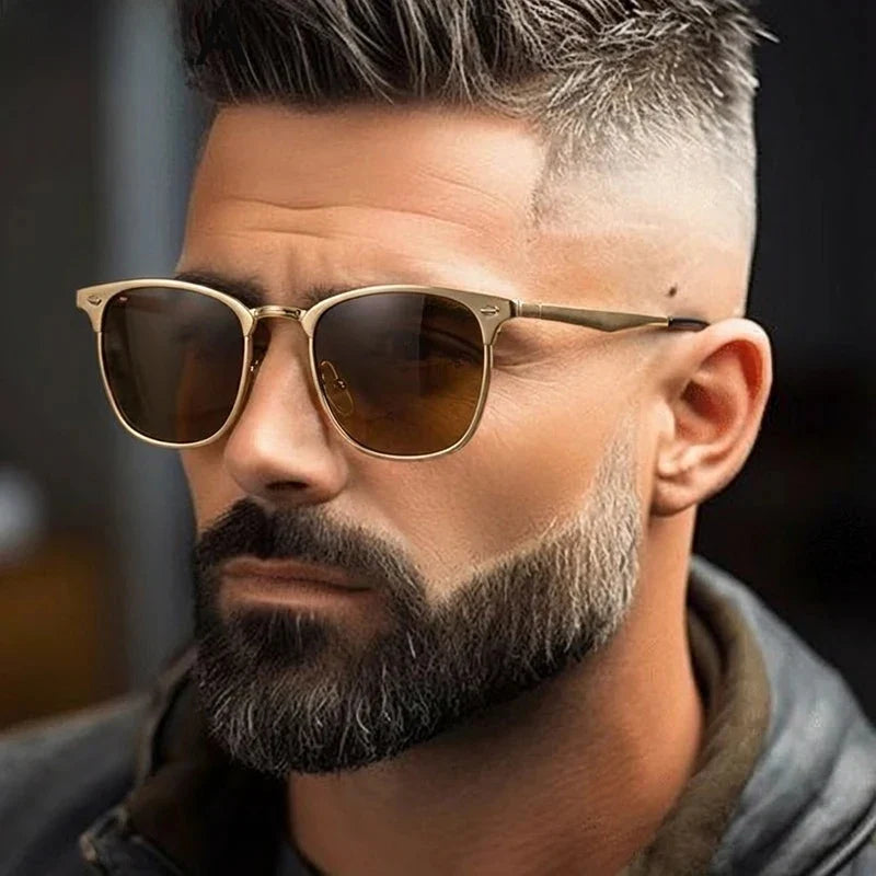New Arriavl Square Sunglasses Men 2026 Luxury Brand Metal Frame Retro Punk Sun Glasses Male Driving Shades Vintage Eyewear UV400