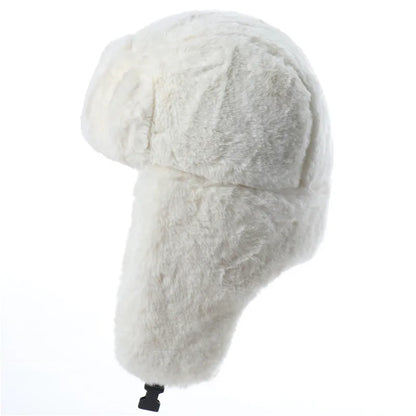 Winter Women Soviet Badge Bomber Hat Warm Faux Rabbit Fur Pilot Ushanka Windproof Thermal Earflap Hats For Men Ski Caps