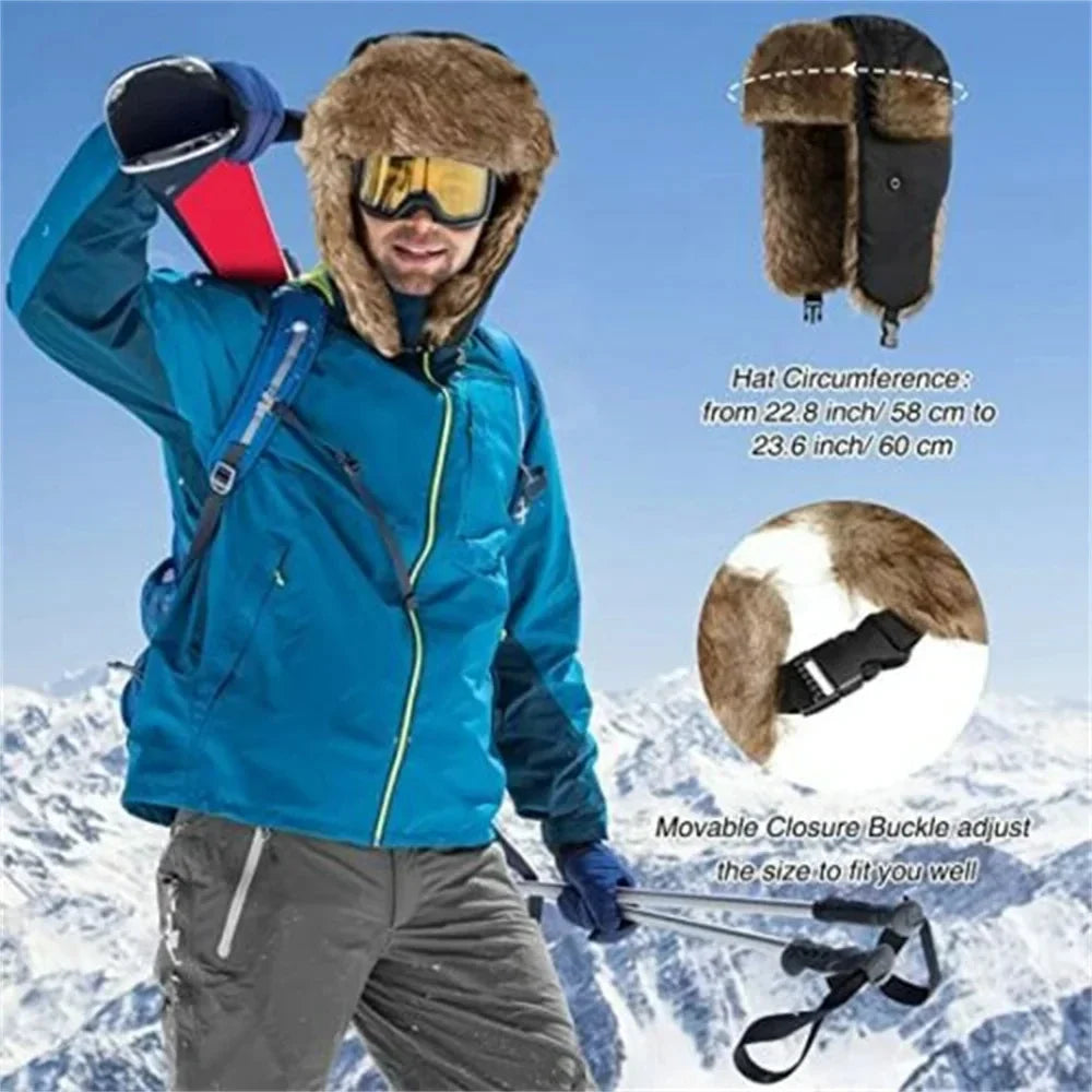 Winter Mens Ushanka Trapper Hat Russian Trooper Ear Flap Cap Earflap