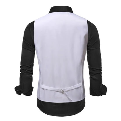 Red Men's Single Breasted V-Neck Sleeveless Vest Jacket, Wedding Party Vests, White Black Blue Green Waistcoat With tie and