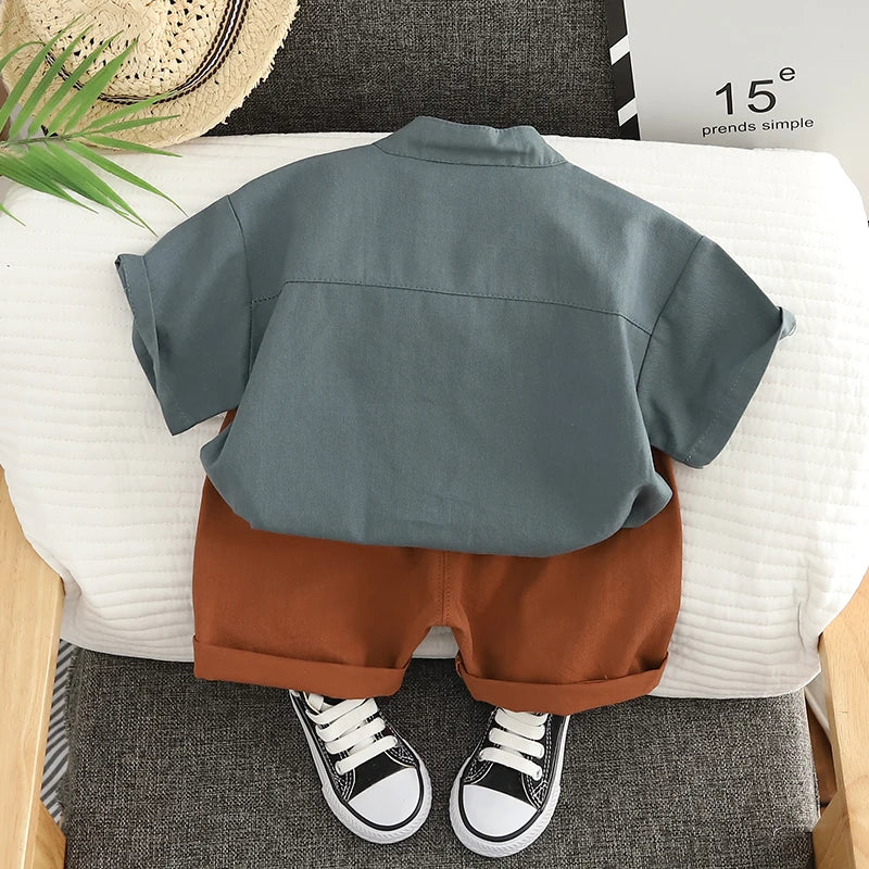 Summer Baby Boy Solid T Shirt Short 2Pcs/set Infant Kid Children Cotton Clothes Fashion Toddler Tracksuit 0-5 Years