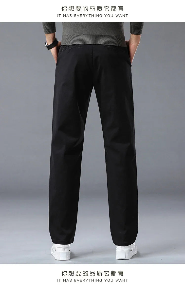 190 Cm Tall Men's Pants Summer Straight Chino Trouser Male Stretch Cotton Office Work Extra Long Leg Length 115 110cm Lengthed