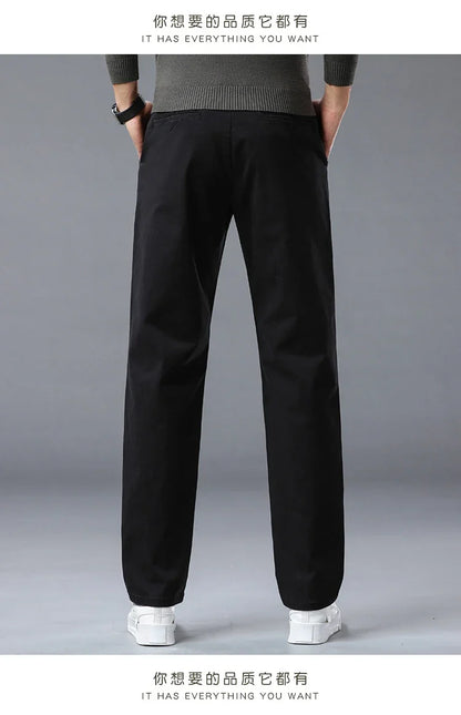 190 Cm Tall Men's Pants Summer Straight Chino Trouser Male Stretch Cotton Office Work Extra Long Leg Length 115 110cm Lengthed