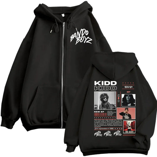 Rapper Kidd Keo Graphic Zipper Hoodie Men Women Clothing Hip Hop Vintage Zip Up Sweatshirts Fashion Casual Oversized Pullovers