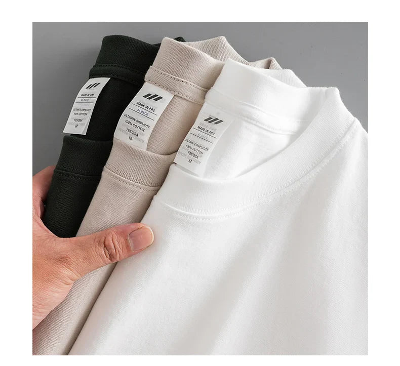 8.1Oz 230gsm Men's Pure Cotton T Shirts 2025 Summer New Oversizes Solid Color T-Shirts for Men and Women Customizable