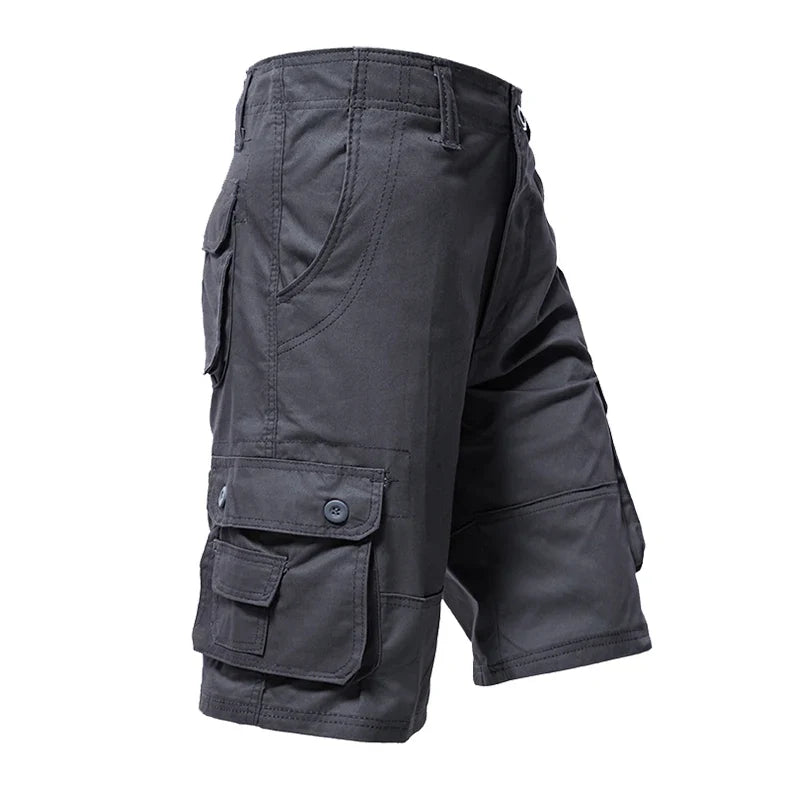 Male Cargo Pants Knee Shorts Classic Summer Shorts Multiple Pockets Large Size Cotton Half Pants Khaki Army Green Shorts