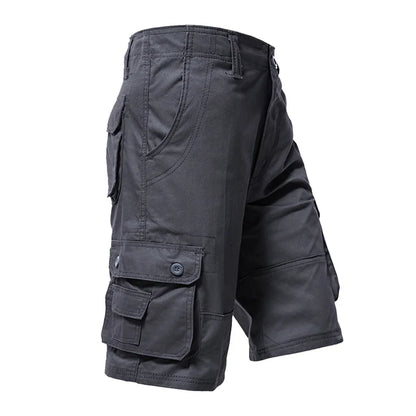 Male Cargo Pants Knee Shorts Classic Summer Shorts Multiple Pockets Large Size Cotton Half Pants Khaki Army Green Shorts