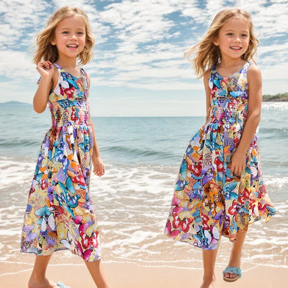 Summer Girls Flower Dress Kids Girl Beach Dresses Chiffon Kids Dresses Floral Teenager Girls Clothes 6 8 10 12 14 Year