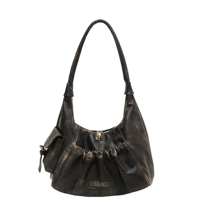 Distressed Vintage Shoulder Bags Women Pleated Y2K Design Large Capacity Retro Hobo Bag 2025 New Designer Handbags Luxury