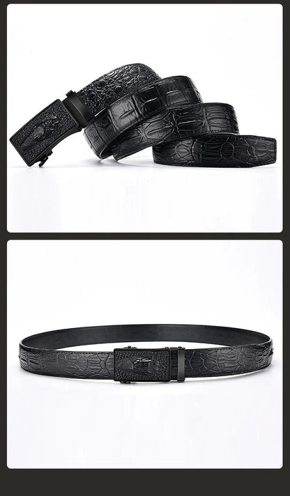 Genuine Leather Belt For Man Top Quality Luxury Famous Brand Male Belts Automatic Buckle Mens Crocodile Pattern Strap ZD2137