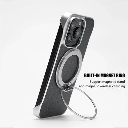 Ultra Thin Frameless Cloth Texture Magnetic Case For iPhone 17 Air 16 Pro Max 15 14 MagSafe Wireless Charge Borderless Hard Cove