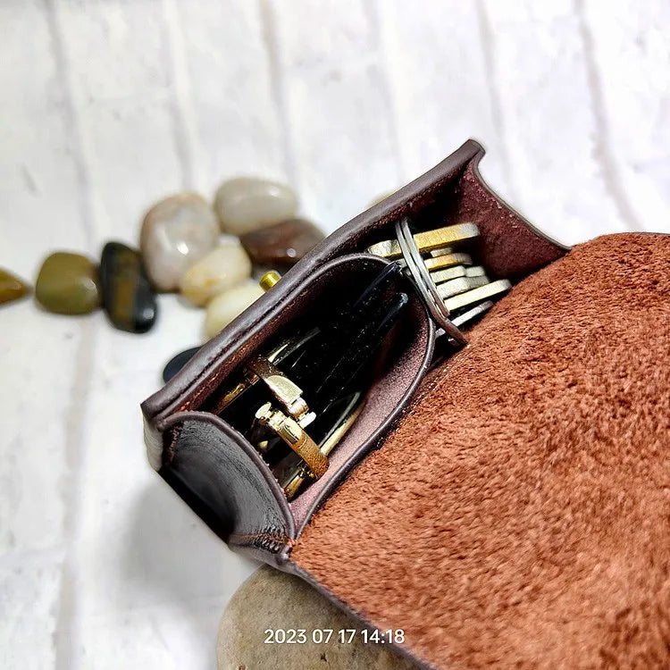 Multifunctional Key Holder Waist Bag Genuine Leather Car Key Case Folding Glasses Belt Pack Men Women 1652cg