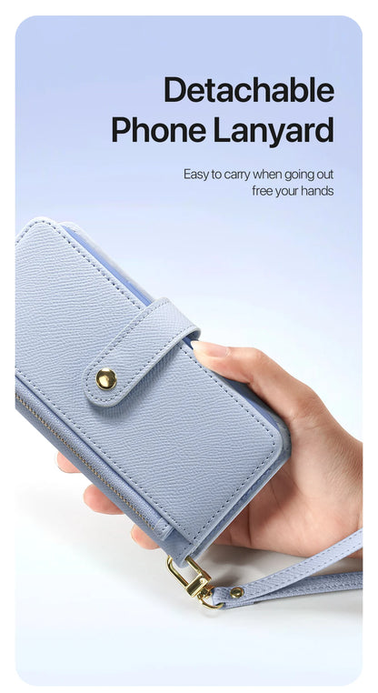 2in1 Magnetic Detachable Wallet Folio Case for iPhone 17 Pro Max/17 Air/16plus 15Leather Cover with Card Slots & Clasp
